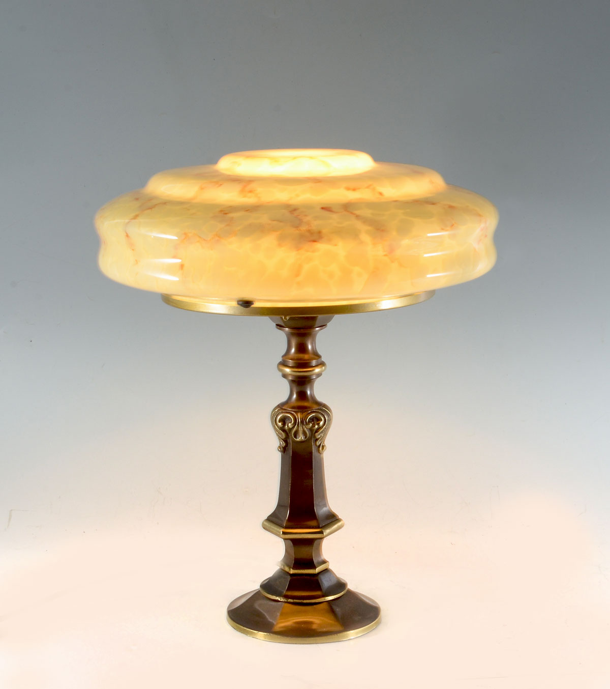 ART DECO CZECH MUSHROOM TABLE LAMP: