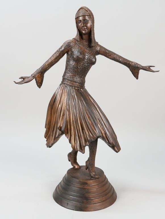 ART DECO DANCER PAINTED METAL
