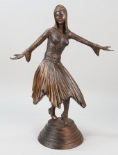 ART DECO DANCER PAINTED METAL