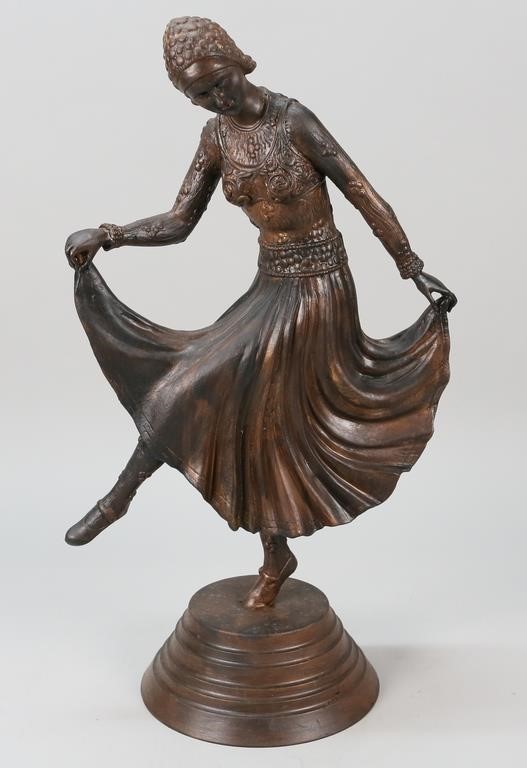 ART DECO DANCER PAINTED METAL