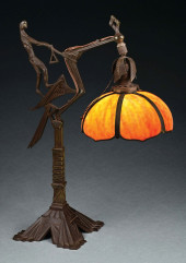 ART DECO DESK LAMP W/ SLAG GLA