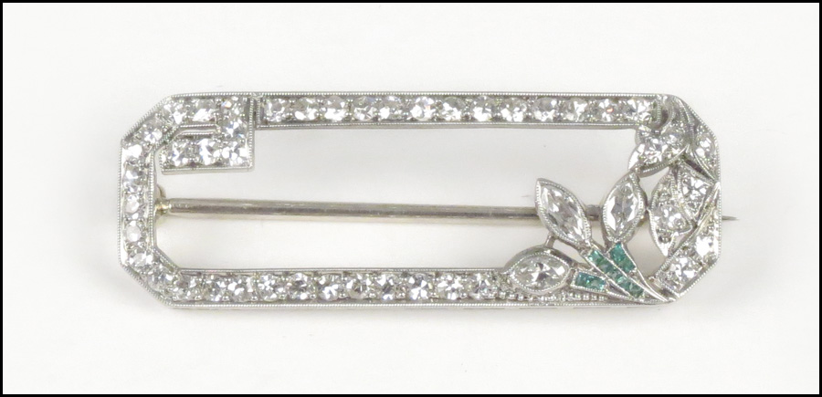 ART DECO DIAMOND EMERALD AND