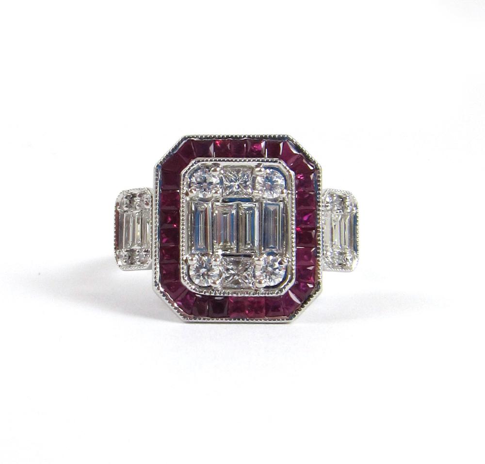 ART DECO DIAMOND, RUBY AND EIGHTEEN