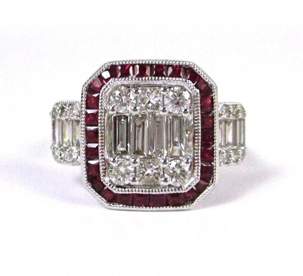 ART DECO DIAMOND, RUBY AND EIGHTEEN