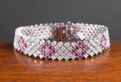 ART DECO DIAMOND, RUBY AND EIG