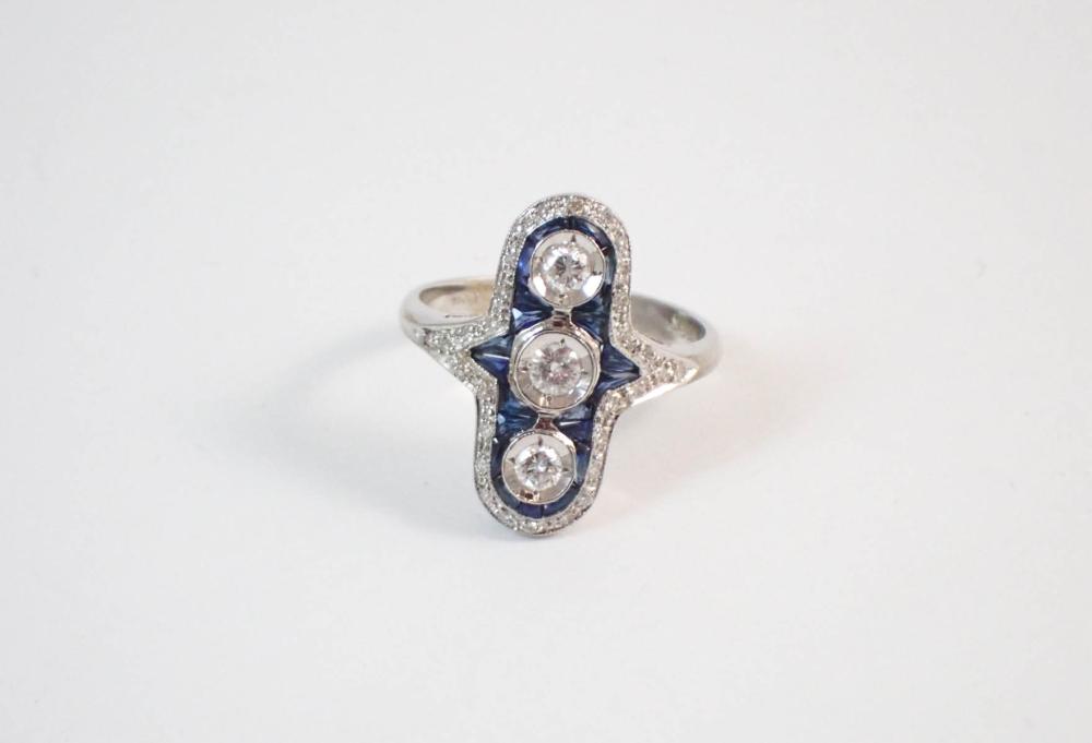 ART DECO DIAMOND, SAPPHIRE AND