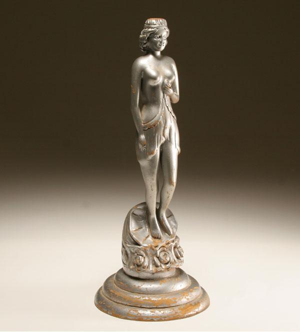 Art Deco draped female nude. Carved