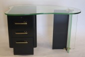 ART DECO EBONISED AND GLASS KI