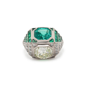 ART DECO, EMERALD AND DIAMOND