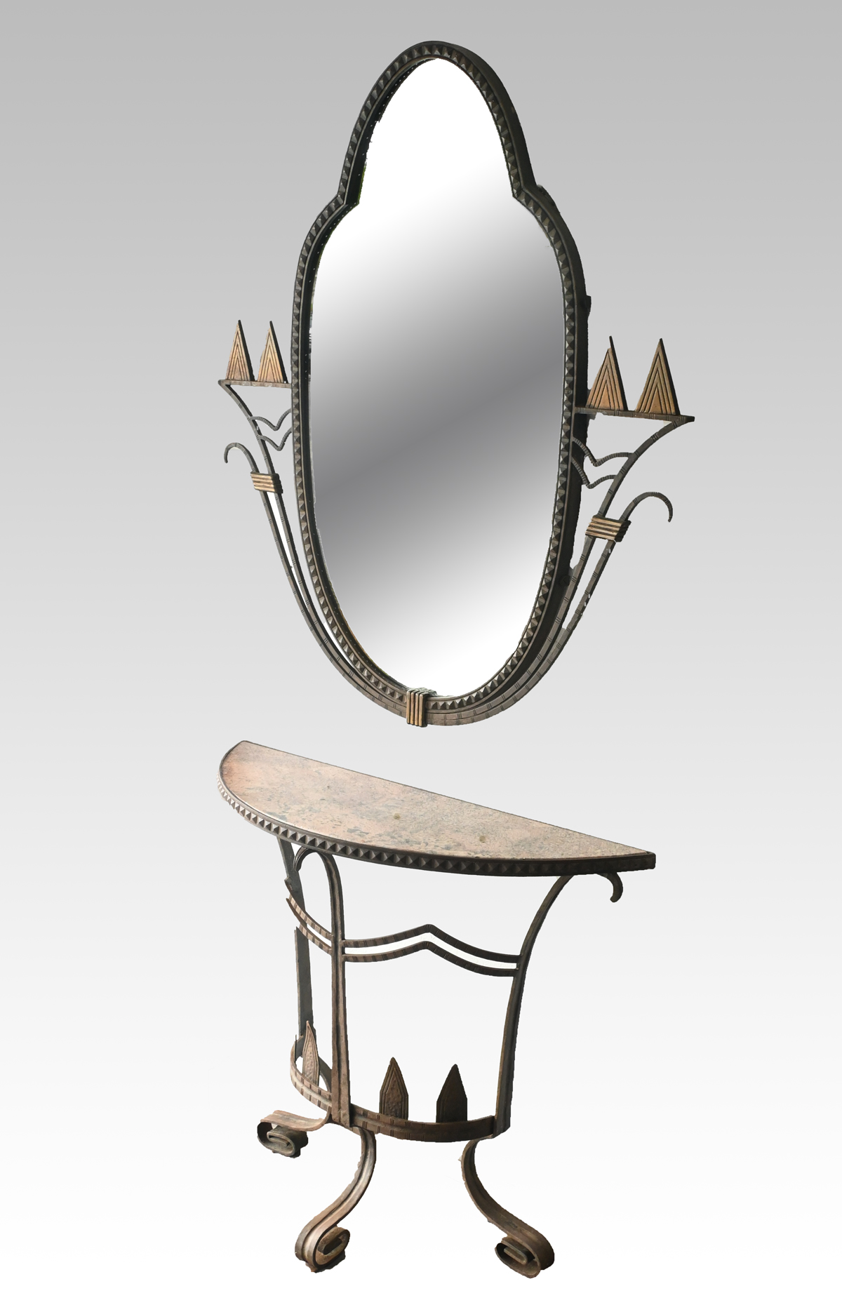 ART DECO ENTRY TABLE & MIRROR: