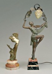 Art Deco figural lamp and figu
