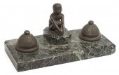 ART DECO FIGURAL METAL & MARBL