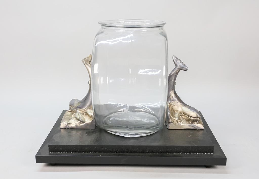 ART DECO FIGURAL WHALE FISH BOWLArt