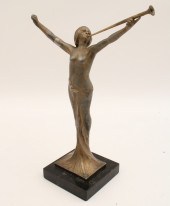 ART DECO FIGURE OF WOMAN BLOWI