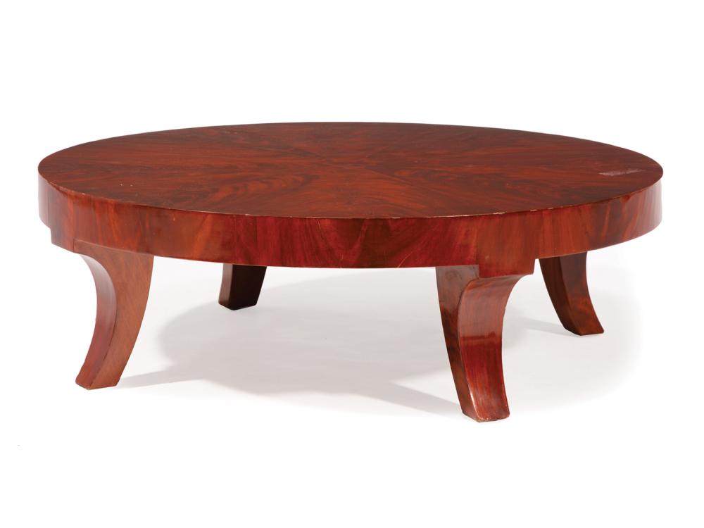 ART DECO FIGURED MAHOGANY LOW