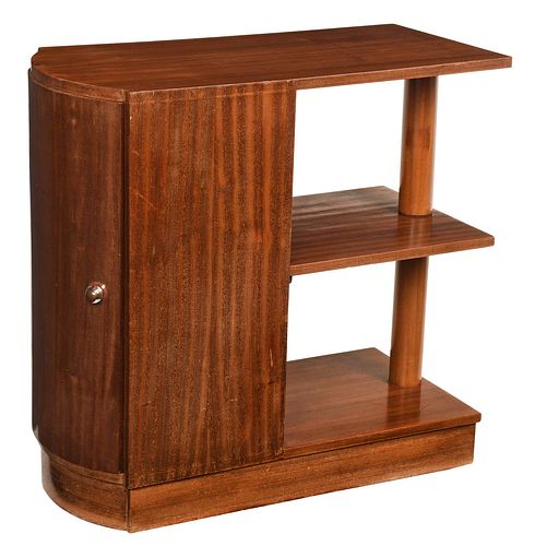 ART DECO FIGURED MAHOGANY SIDE