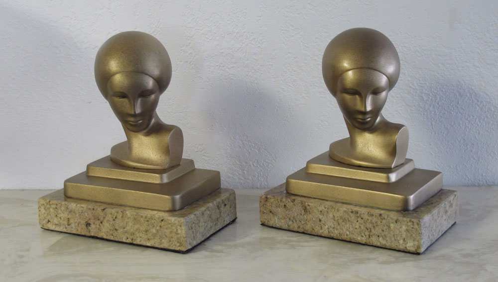 ART DECO FRANKART BUST BOOKENDS: