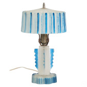 ART DECO FROSTED BLUE AND WHIT