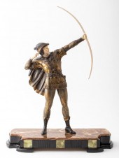 ART DECO GILDED SPELTER ROBIN