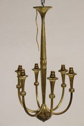 ART DECO GILT-BRONZE SIX-LIGHT