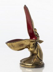 ART DECO GILT METAL AND ENAMEL