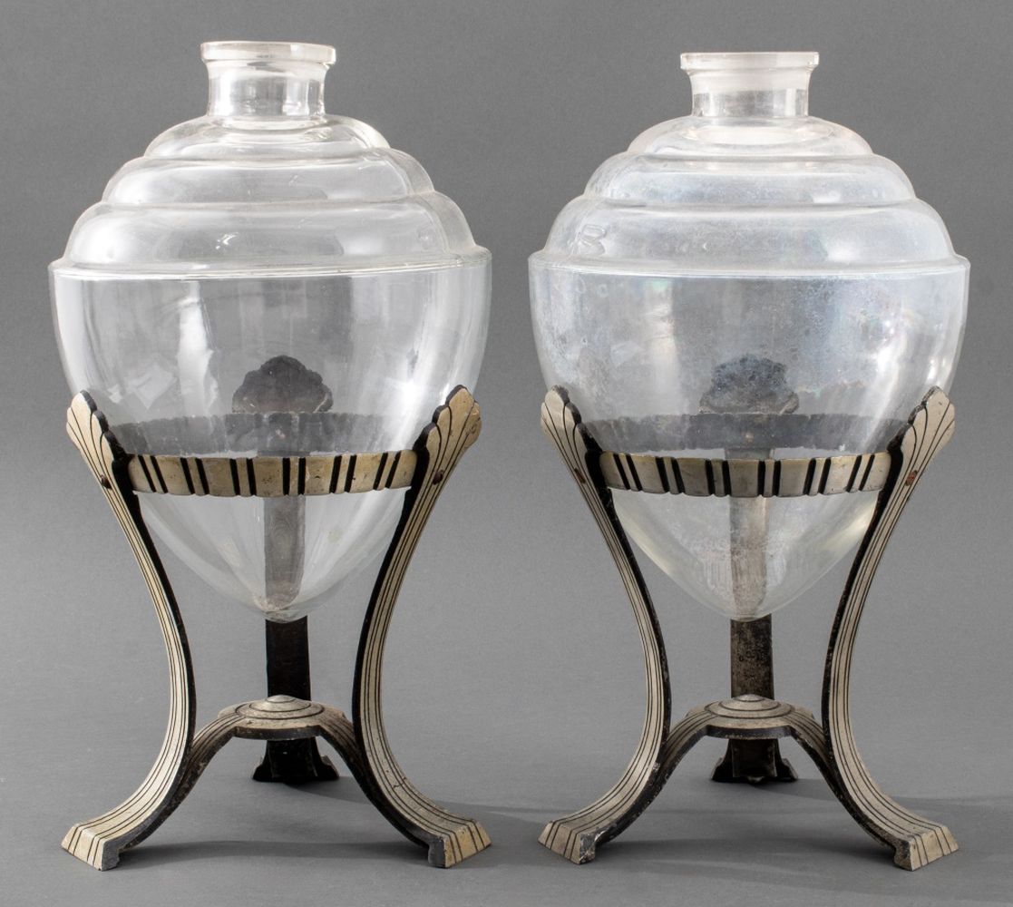 ART DECO GLASS APOTHECARY JARS ON