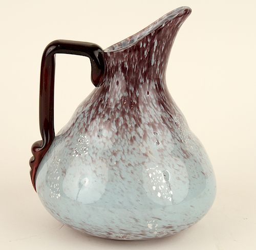 ART DECO GLASS PITCHER SIGNED