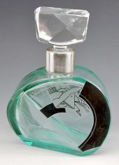 ART DECO GREEN AND CLEAR GLASS