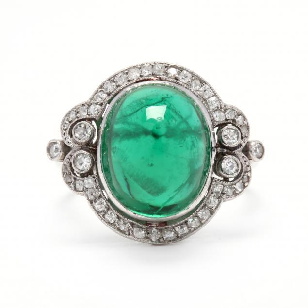ART DECO GREEN GLASS AND DIAMOND