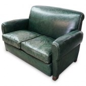 ART DECO GREEN LEATHER LOVESEA