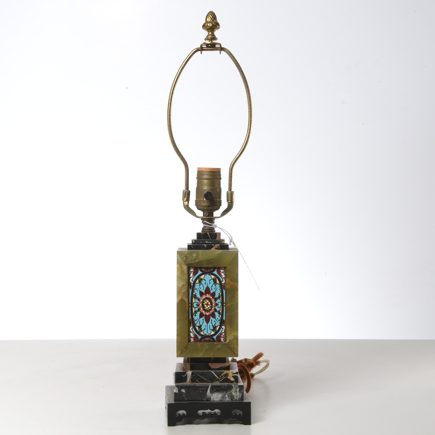 ART DECO GREEN ONYX AND CHAMPLEVE