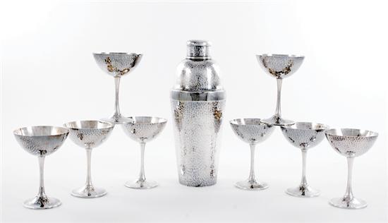 Art Deco hammered silver martini