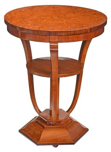 ART DECO INLAID BURLWOOD AND