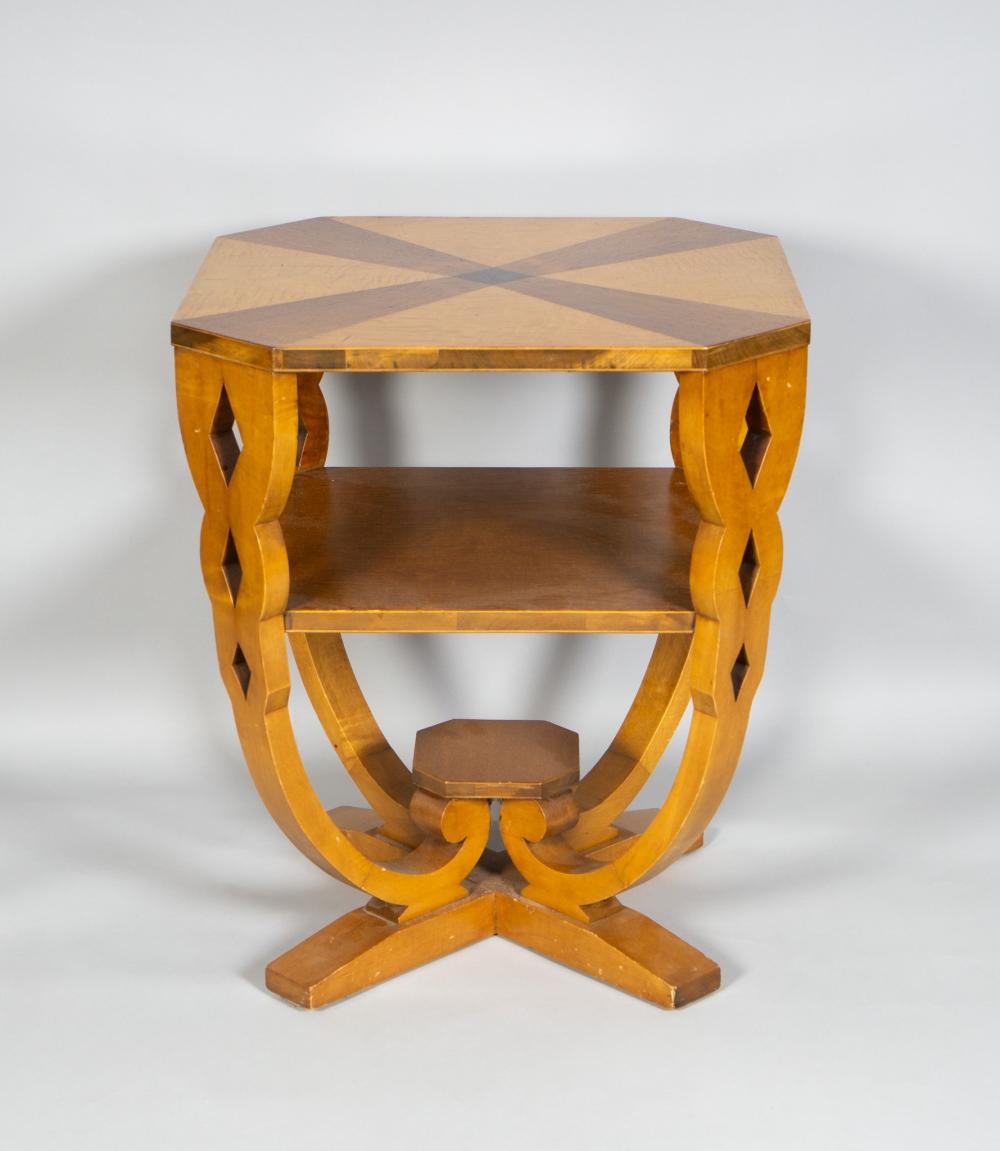 ART DECO INLAID MAPLE SIDE TABLE,