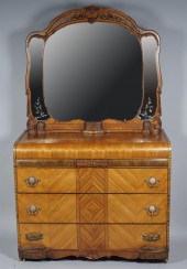 ART DECO INLAID WALNUT DRESSER