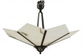 ART DECO IRON & ALABASTER 8-LI