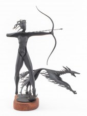 ART DECO IRON ARTEMIS & HUNTIN