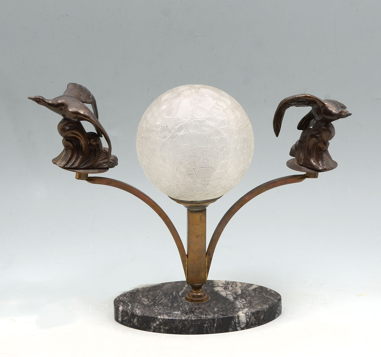 ART DECO LAMP W/ 2 BIRDS: Art