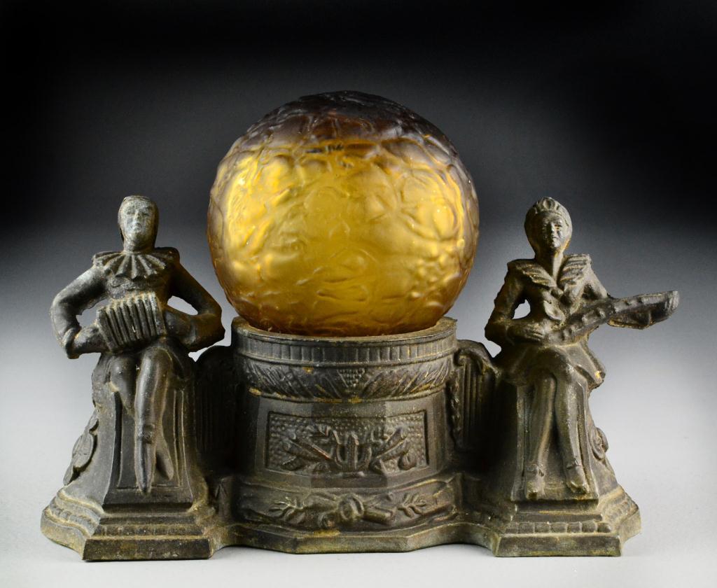 Art Deco Lamp with Amber Glass