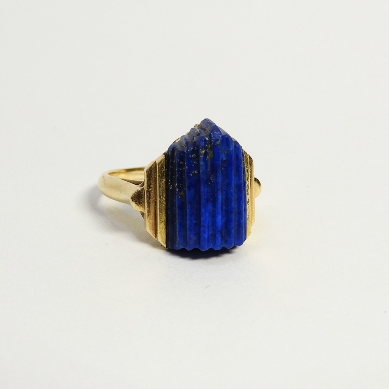 ART DECO LAPIS LAZULI 14K GOLD RING
