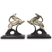 ART DECO LEAPING IBEX BOOKENDS