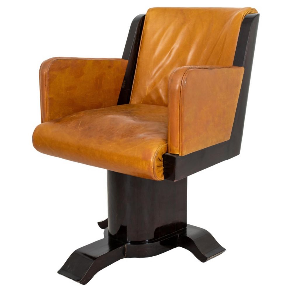 ART DECO LEATHER UPHOLSTERED DESK
