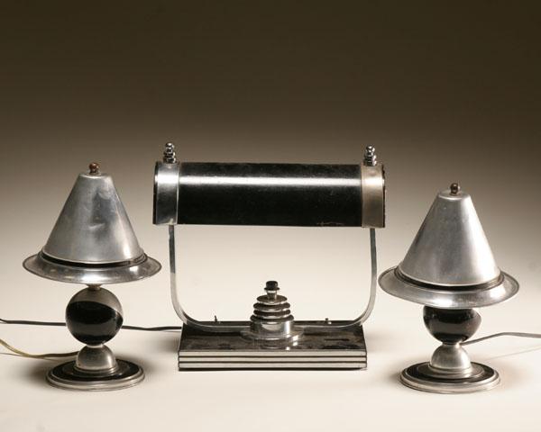 Art deco lighting; pair aluminum