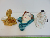 ART DECO LOT, GILT CERAMIC SHA