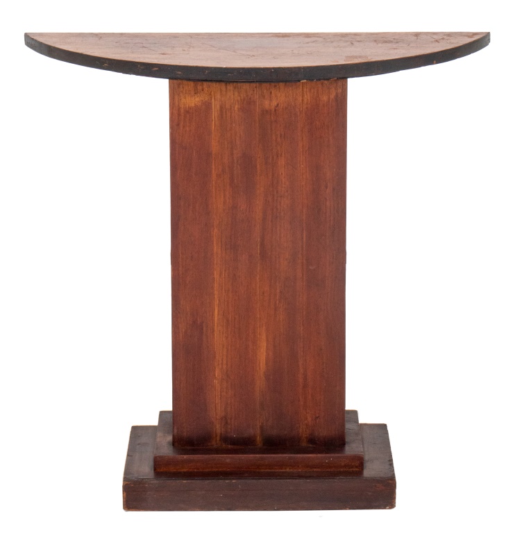 ART DECO MAHOGANY DEMILUNE PEDESTAL