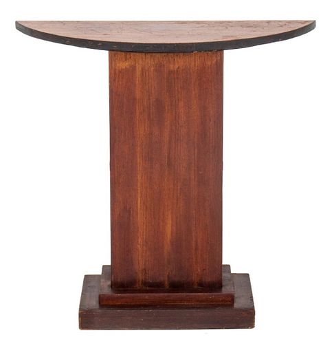 ART DECO MAHOGANY DEMILUNE PEDESTAL