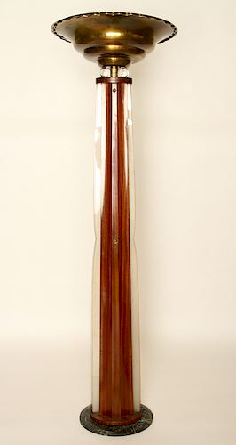 ART DECO MAHOGANY FLOOR LAMP MARBLE