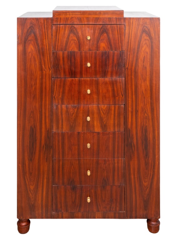 ART DECO MAHOGANY SEMAINIER DRESSER