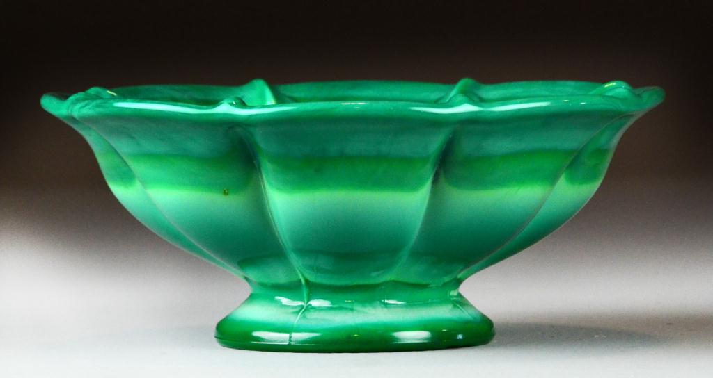 Art Deco Malachite Glass BowlOf