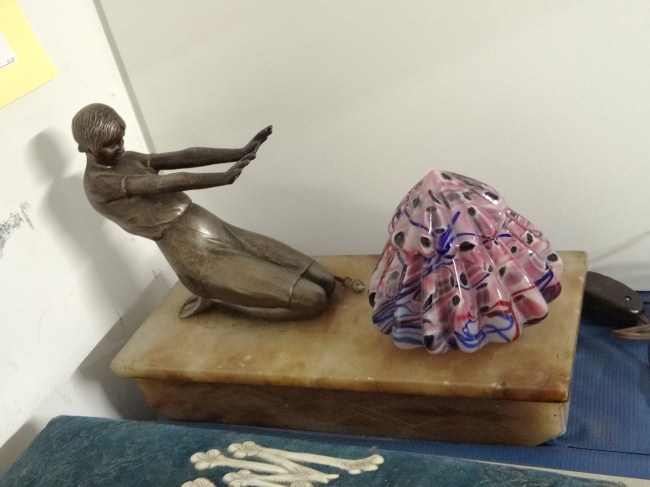 Art Deco marble base lamp with